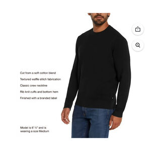 Men's GAP Black Waffle Knit Crewneck Sweater S